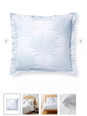 Serena & Lily Luxury Palm-Print Euro Shams Set of 2 Light Blue